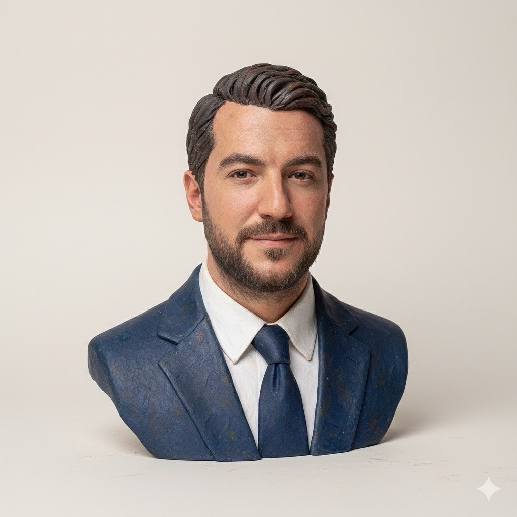 Example output for Hyper-Realistic Clay Bust From Photo Template