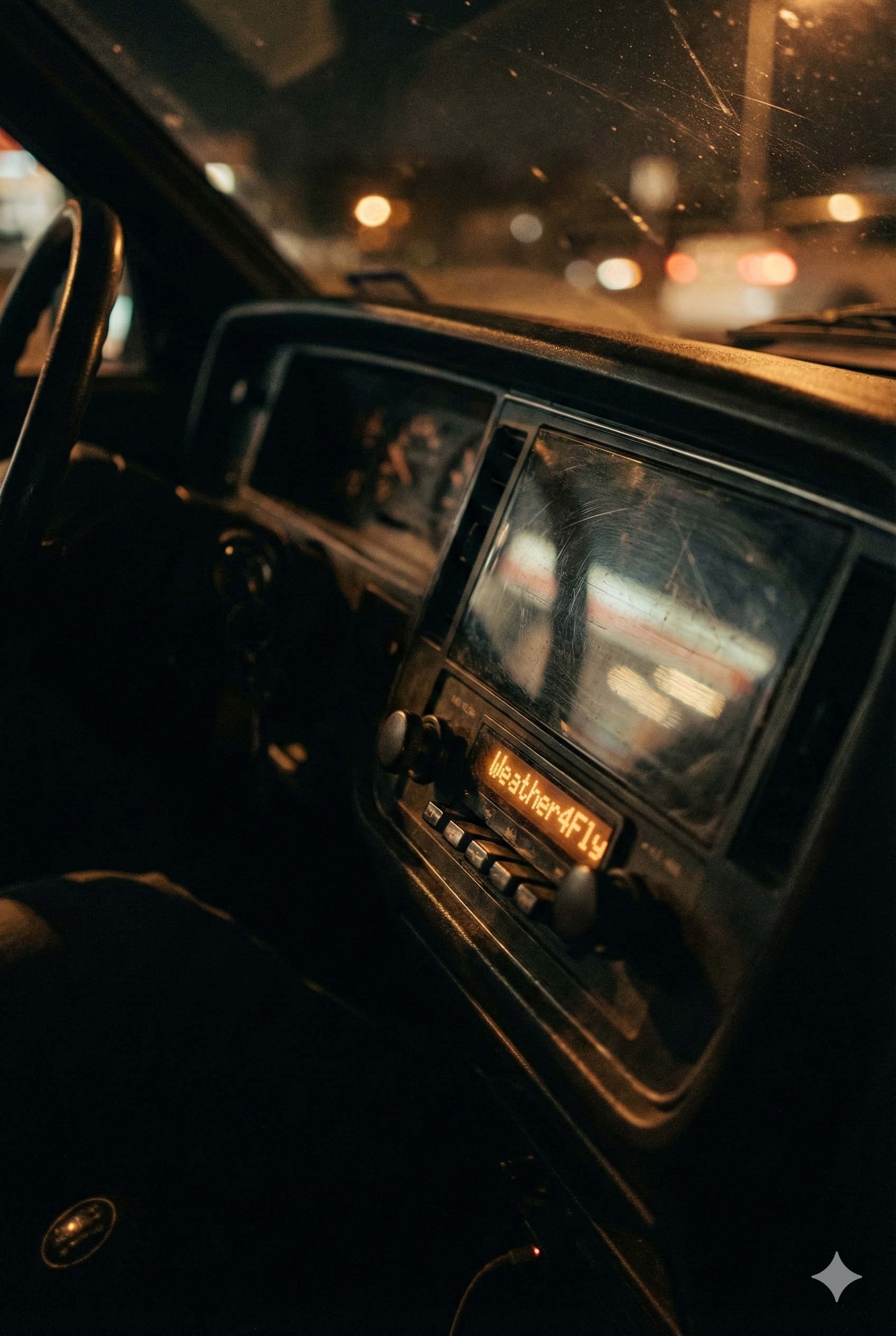 Example output for Cinematic Vertical Portrait of Vintage Car Radio at Night
