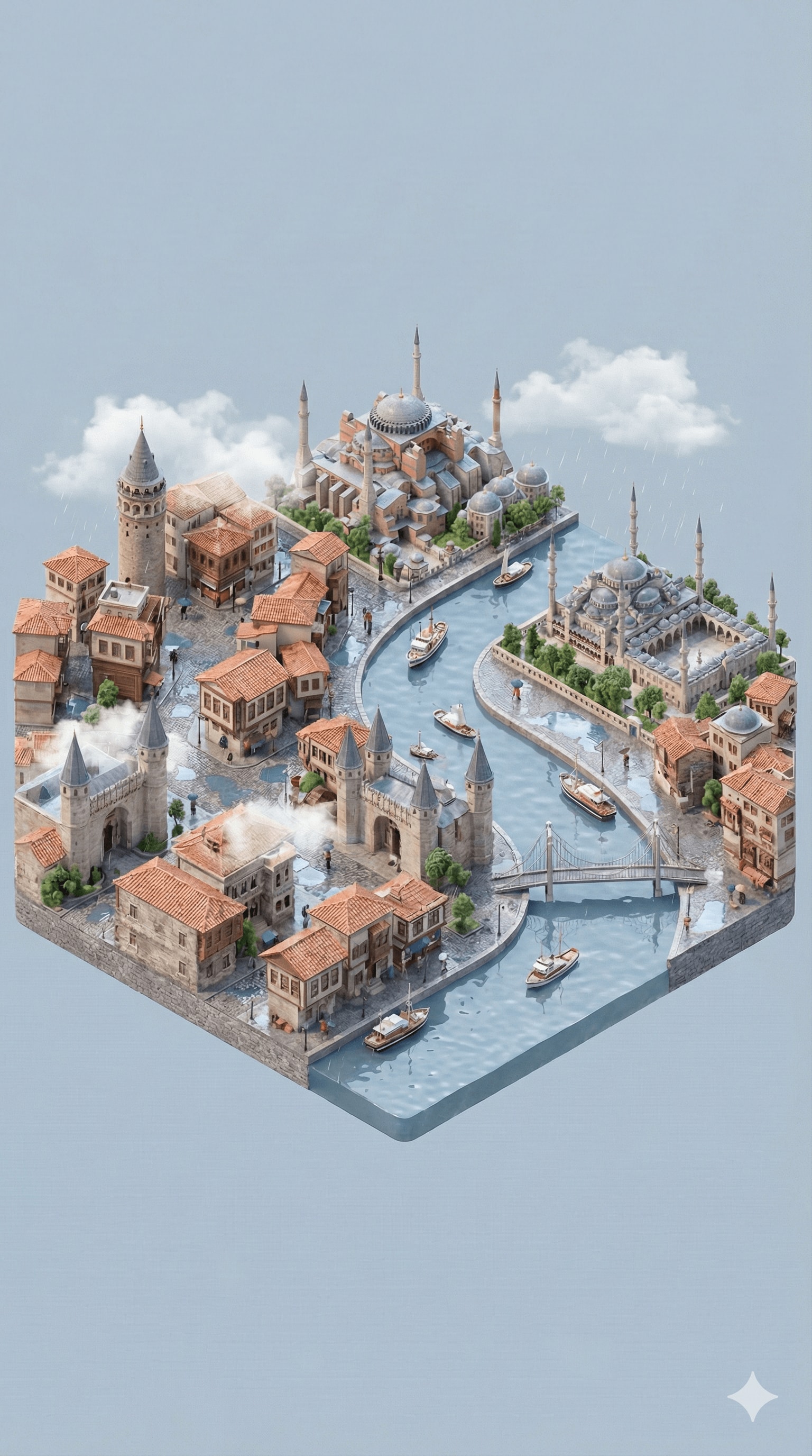 Example output for Isometric miniature 3D cartoon city scene